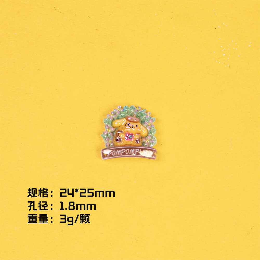 Glossy Sanrio Wreath Resin Beads Playful Pastel Floral 10pcs 10