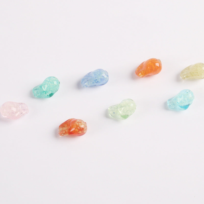 Lampwork Glass Beads Irregular Bone Shape 12mm Glow In The Dark 10pcs 3