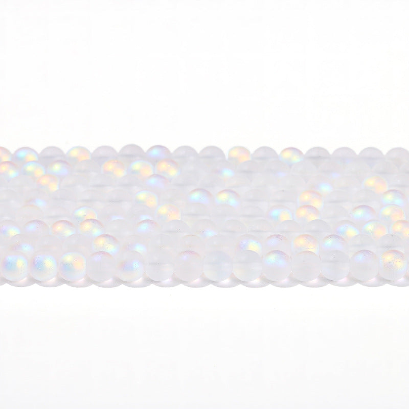 Matte Mermaid Glass Beads 6mm 8mm 10mm Iridescent AB Glow 5strands 3