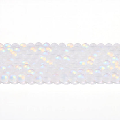 Matte Mermaid Glass Beads 6mm 8mm 10mm Iridescent AB Glow 5strands 3
