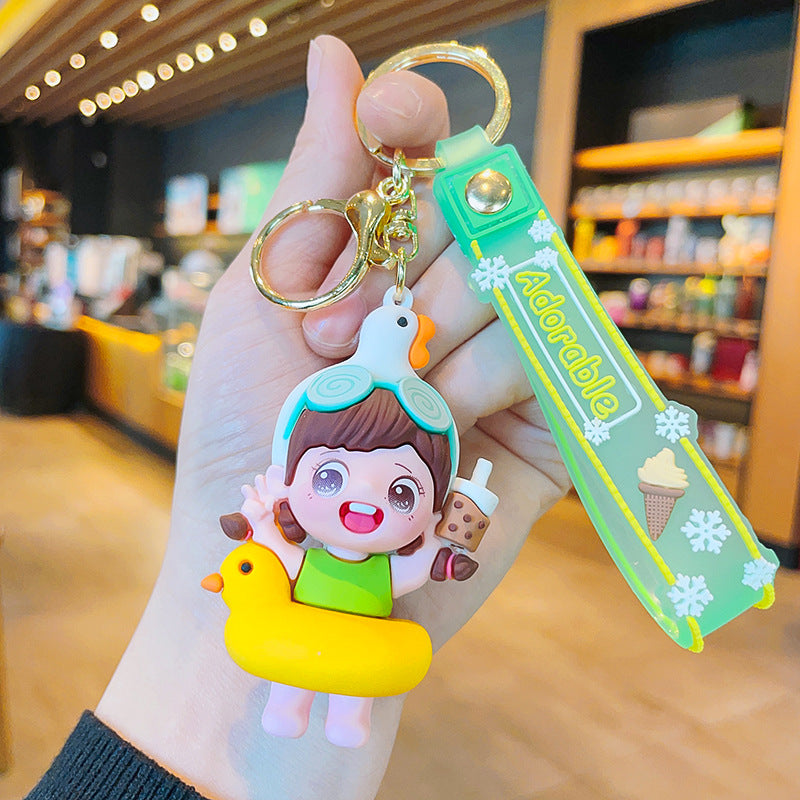 Cartoon Swim Ring Keychain PVC Boys And Girls Summer Charm 8