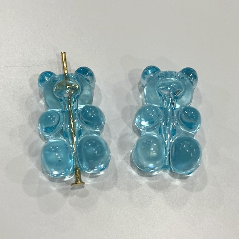 Clear Candy Colored Teddy Bear Acrylic Beads 12x18mm 10pcs 11