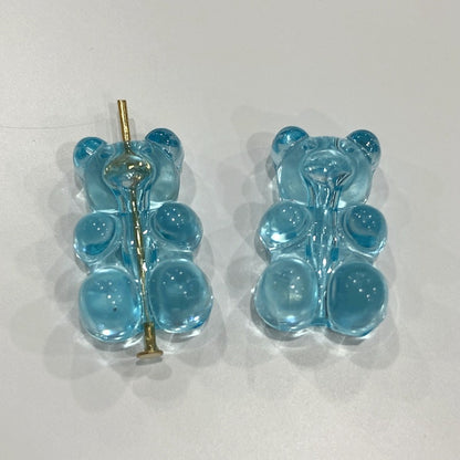 Clear Candy Colored Teddy Bear Acrylic Beads 12x18mm 10pcs 11