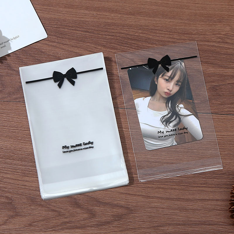Self Adhesive OPP Bags Bow Print Clear 8x10+3cm 200pcs 2