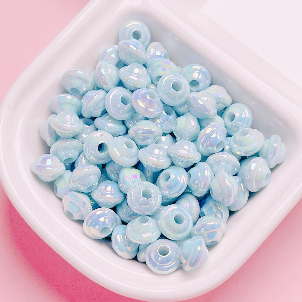 Plating Small Flying Saucer Acrylic Beads 10mm UV Colors Mixed 20pcs 3