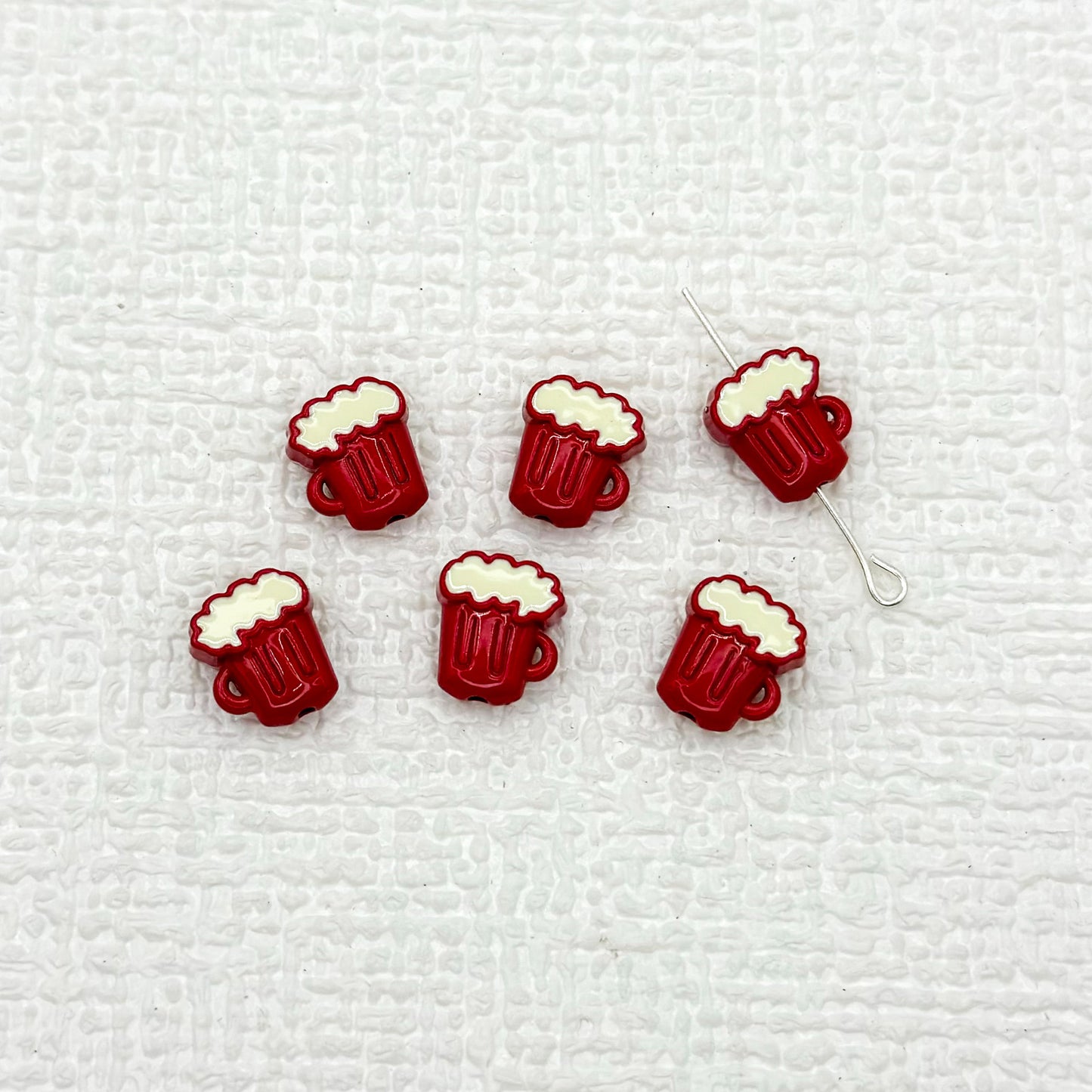 Beer Cup Metal Beads 11mm Hand Painted Enamel Alloy 10pcs 17