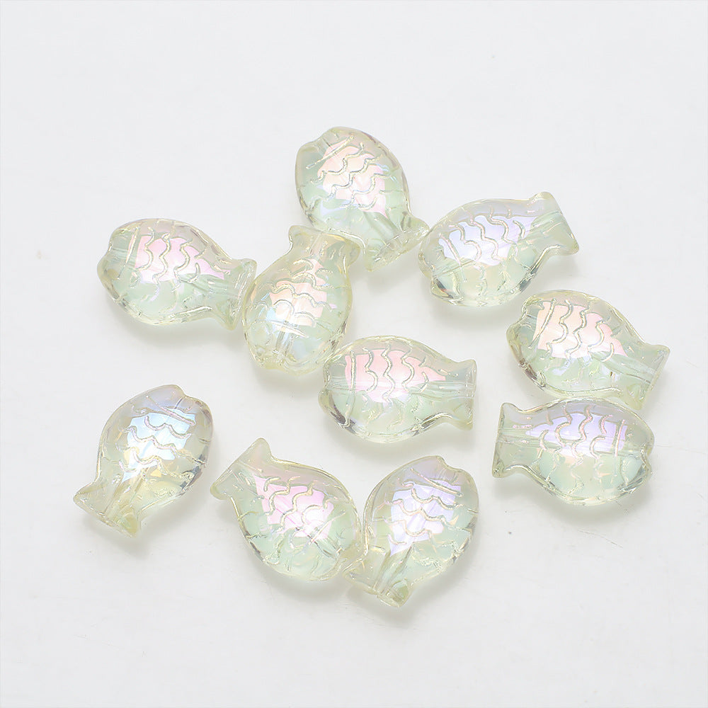 Electroplated Small Fish Glass Beads 10x14mm Translucent 30pcs 16