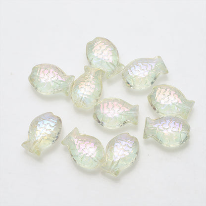 Electroplated Small Fish Glass Beads 10x14mm Translucent 30pcs 16