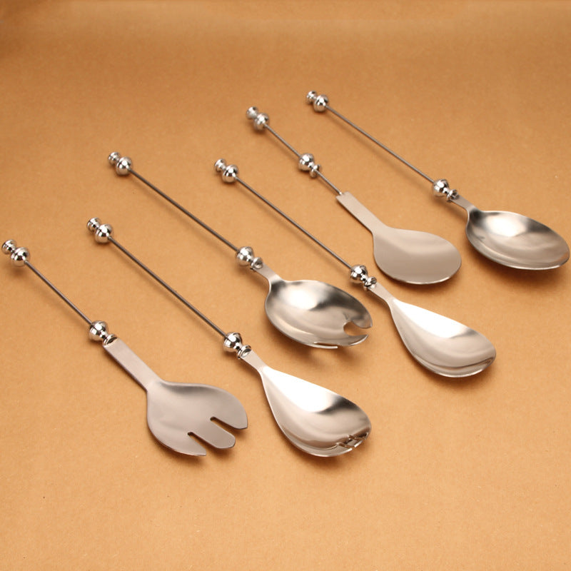 Beadable Salad Spoon Stainless Steel Zinc Alloy Bead Handle