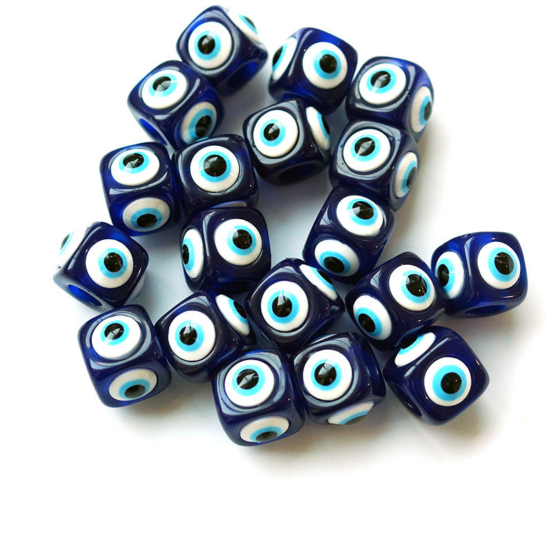 Evil Eye Resin Square Beads 12-18mm Deep Blue Glossy 20pcs 2