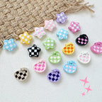 Star and Heart Metal Beads 13mm Baking Painted Houndstooth 10pcs 3