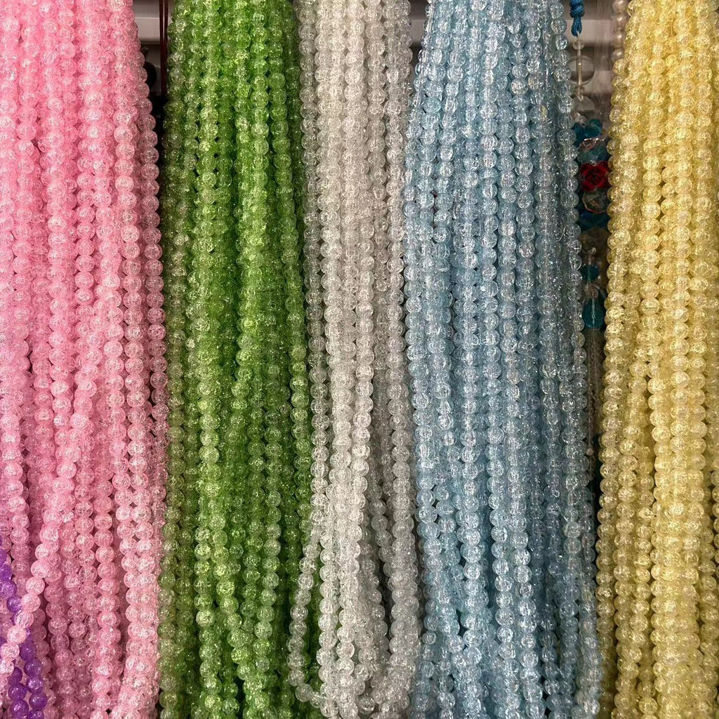 Crackle Round Glass Beads 10mm Explosion Pattern 10 Strands