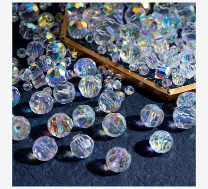 Electroplated Faceted Glass Beads 4-10mm Aurora AB Double-Sided Colors 6