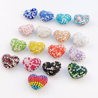 Rhinestone Heart Clay Beads 24mm Colorful Shamballa 6pcs 3