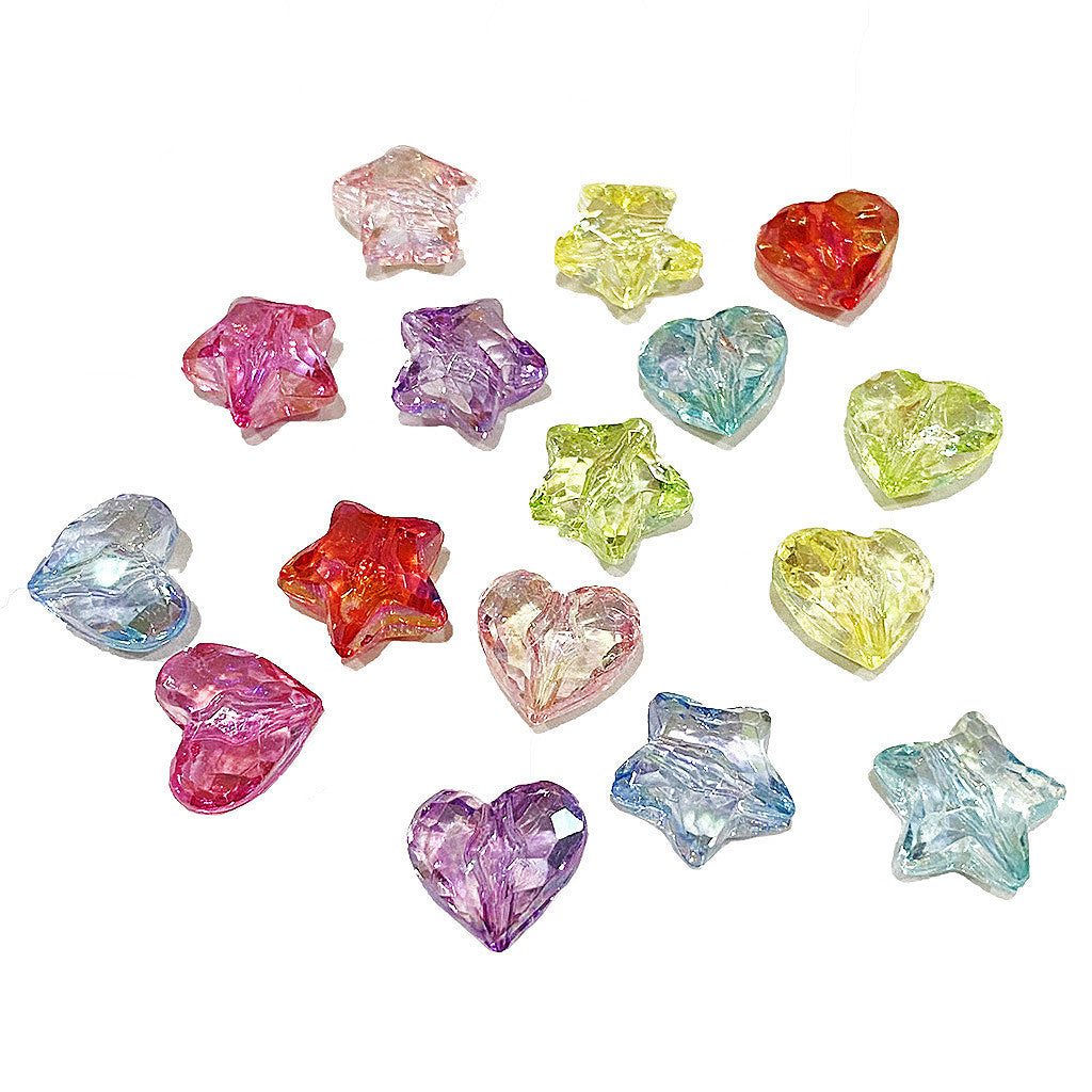 Clear Heart and Star Acrylic Beads 17-20mm Iridescent AB Coated 20pcs 3