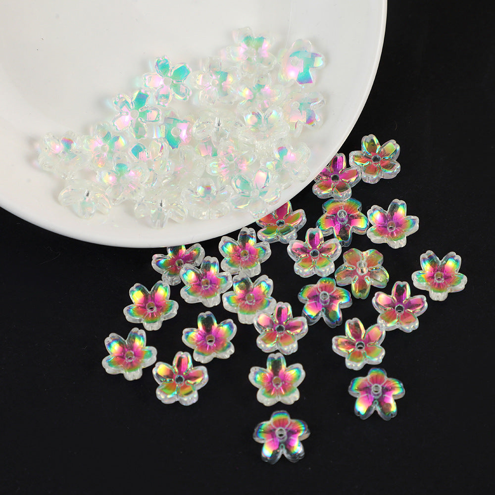 Iridescent Cherry Blossom Glass Beads 10mm Assorted Colors 100pcs 6