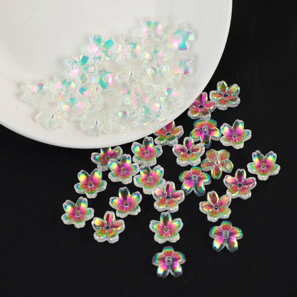 Iridescent Cherry Blossom Glass Beads 10mm Assorted Colors 100pcs 6