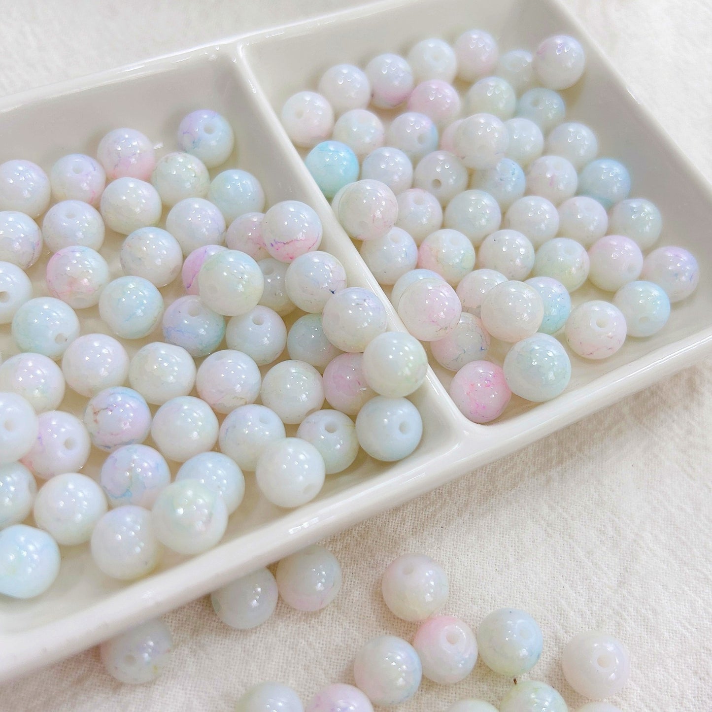 Czech Glass Beads Round 8mm Ink Painting Gradient Pastel 100pcs 11