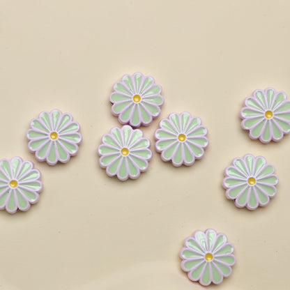 Daisy Metal Beads 13mm Baking Painted Zinc Alloy 20pcs 11