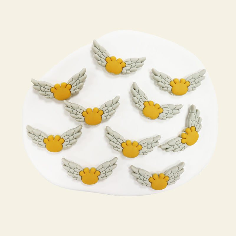 Silicone Focal Beads Winged Bear Pastel Colors Golden Bear Motif 1 Piece 14