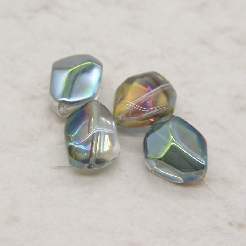 Electroplated Stone Shaped Glass Beads 17mm Vivid Colors 80pcs 7
