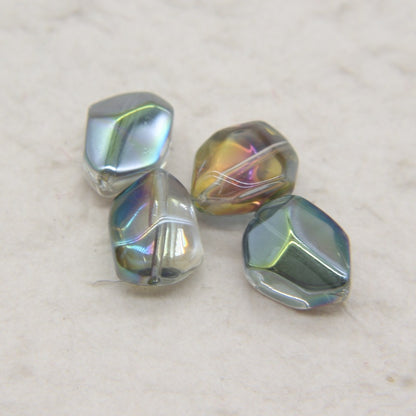 Electroplated Stone Shaped Glass Beads 17mm Vivid Colors 80pcs 7