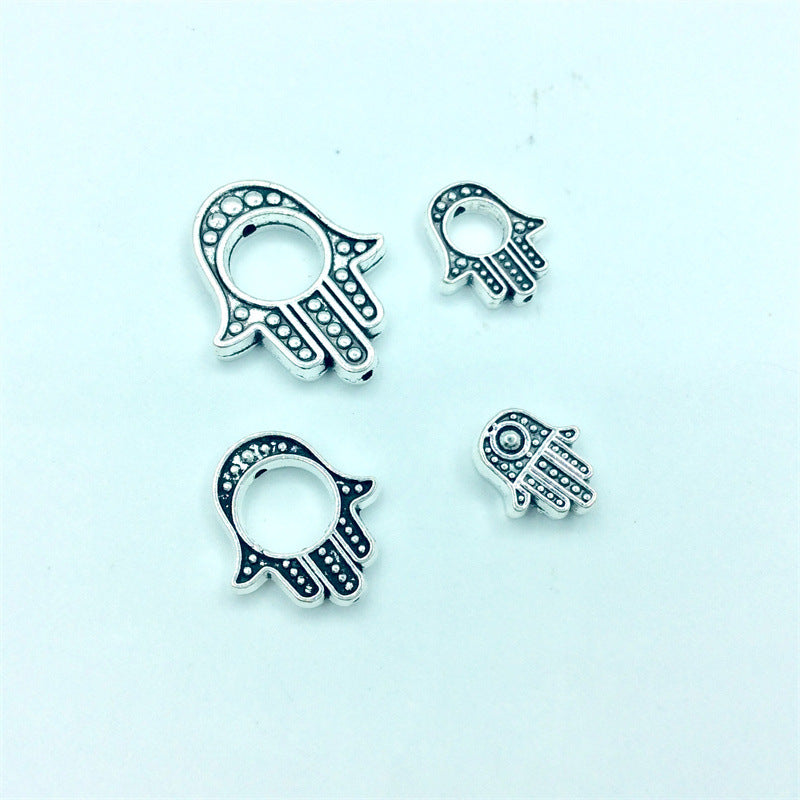 Hamsa Evil Eye Metal Beads Spiritual Silver Black Alloy 100pcs 3
