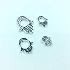 Hamsa Evil Eye Metal Beads Spiritual Silver Black Alloy 100pcs 3