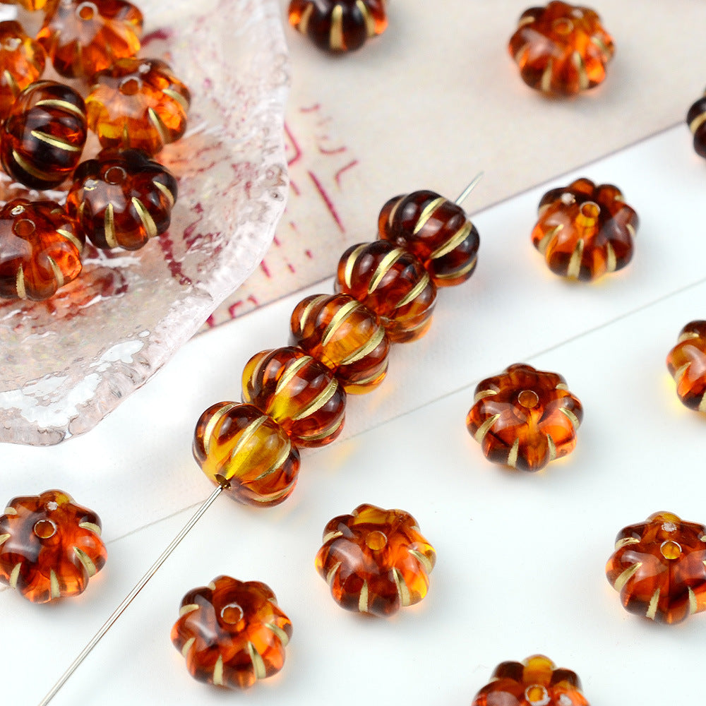 Painted Flattened Pumpkin Acrylic Beads 12mm Mixed Colors 40pcs 8