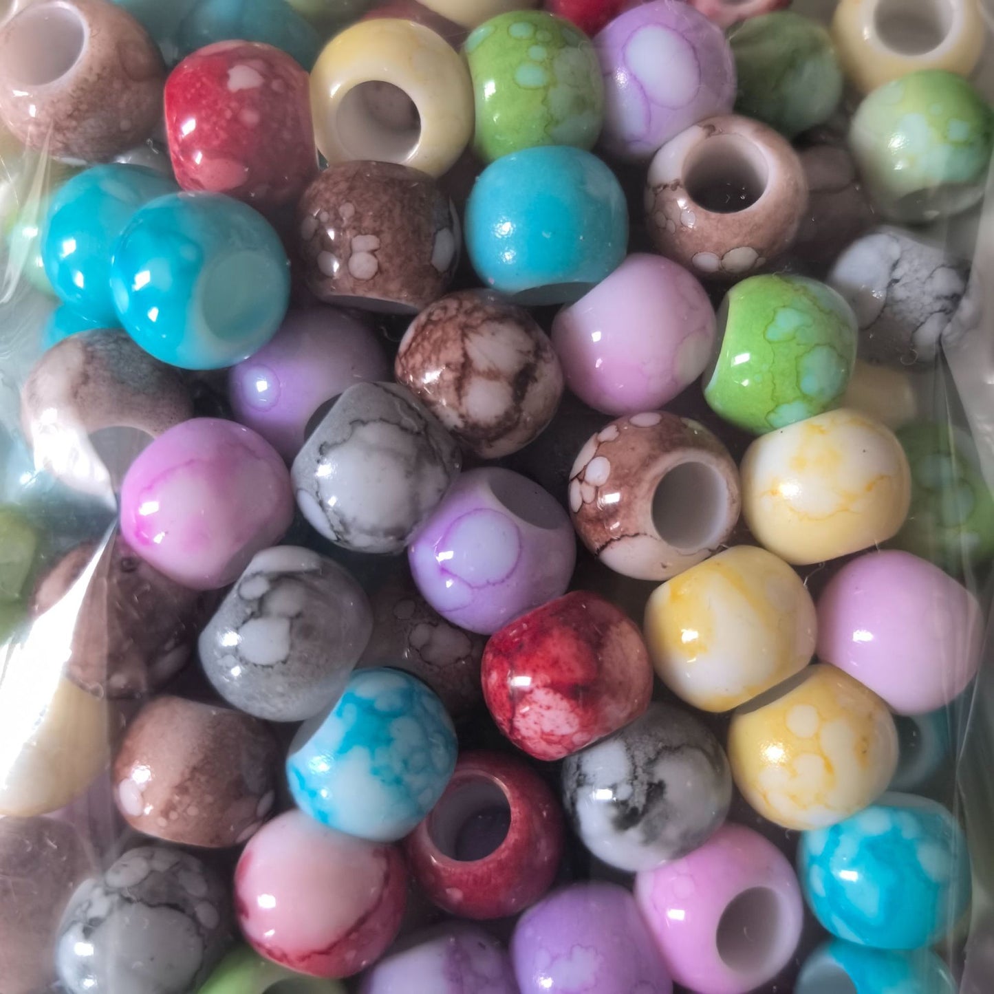 Gradient Pony Beads 12mm Large Hole Translucent Pastel 100pcs 5