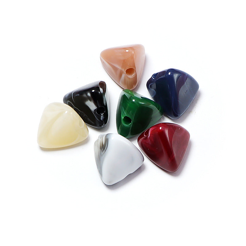 Imitation Turquoise Triangular Pyramid Acrylic Beads 13mm Glossy Marbled 100pcs