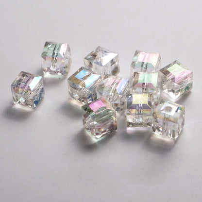 Transparent Faceted Square Acrylic Beads 8mm Plating Pastel Glow 500pcs 10