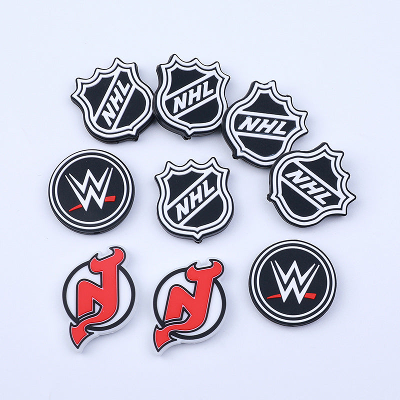 Silicone Focal Beads NHL Hockey League Circle Badge Smiling Face 20pcs 4