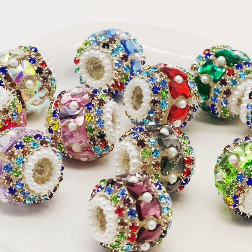 Full Rhinestone Bubblegum Rhinestone Beads 18mm Glam 4pcs