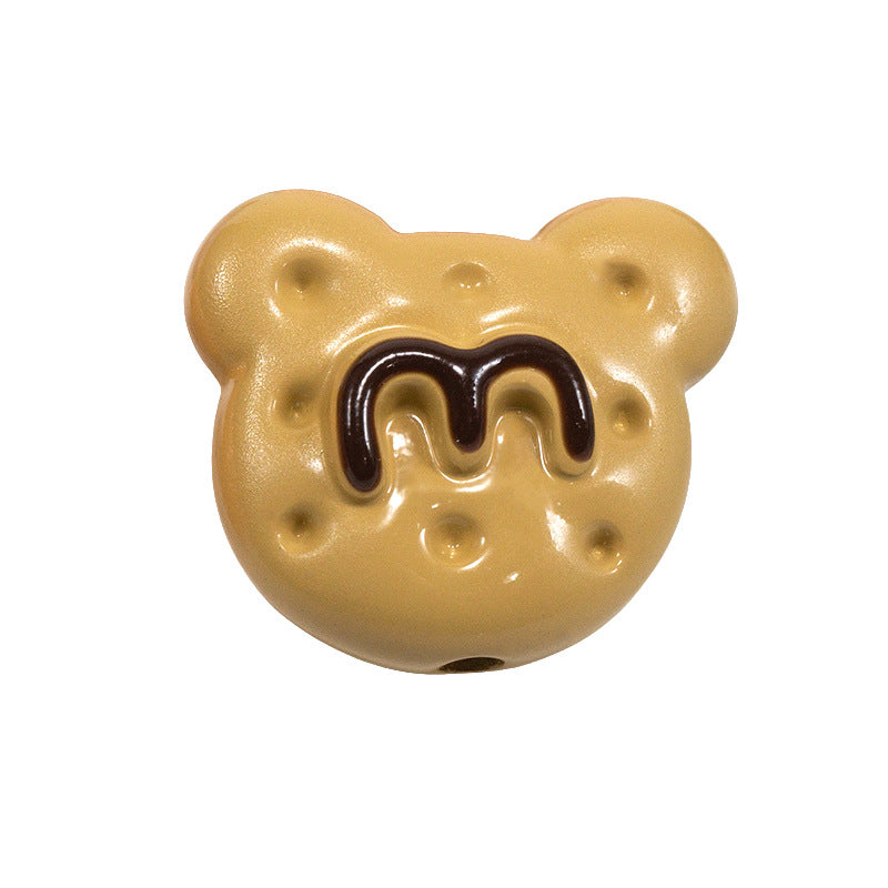 Hand Painted Bear Acrylic Beads 25mm Glossy Colorful 10pcs 16