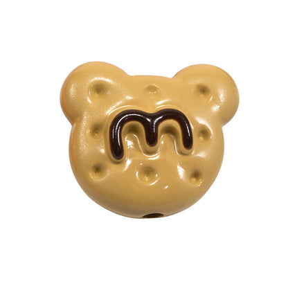 Hand Painted Bear Acrylic Beads 25mm Glossy Colorful 10pcs 16