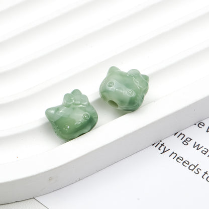 Vintage Hello Kitty Acrylic Beads 11mm Imitation Jade 100pcs 17