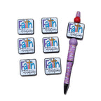 Silicone Focal Beads Faith Brand Square Faith Card Design 20pcs 5