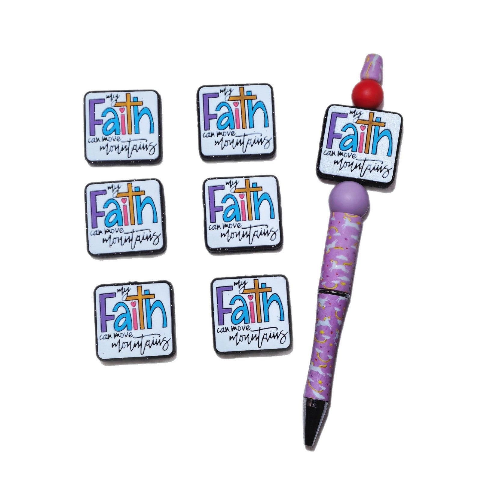 Silicone Focal Beads Faith Brand Square Faith Card Design 20pcs 5