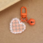 Acrylic Heart Keychain Vibrant Love Grid Checkerboard with Bell Charm 9