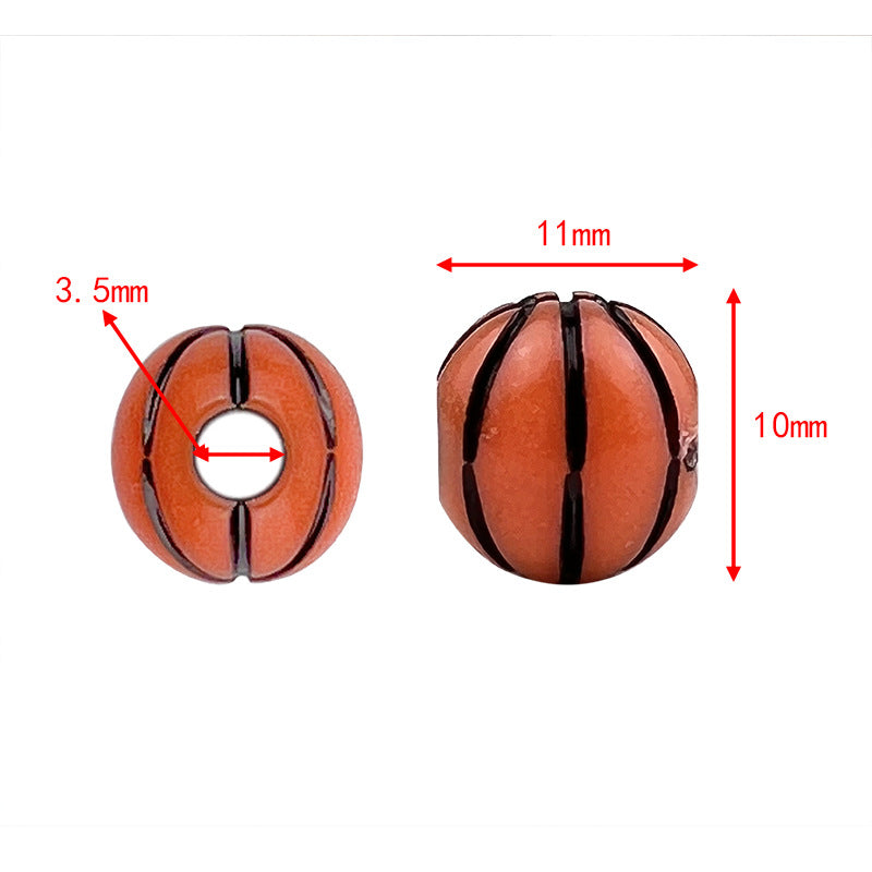 Printed Ball Series Acrylic Beads Colorful Sports Designs 100pcs 10