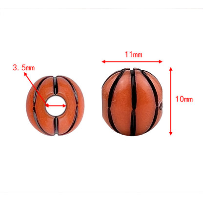 Printed Ball Series Acrylic Beads Colorful Sports Designs 100pcs 10