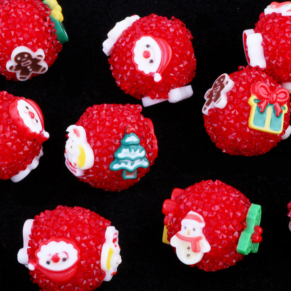 Christmas Series Resin Sugar Beads 17mm Festive Cube and Round 2pcs 8