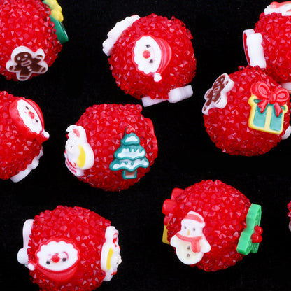 Christmas Series Resin Sugar Beads 17mm Festive Cube and Round 2pcs 8