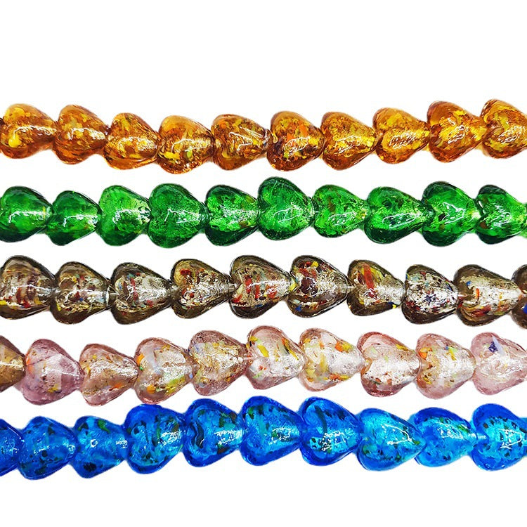 Lampwork Glass Beads Heart 15mm Gold Foil Mixed Colors 20pcs 3