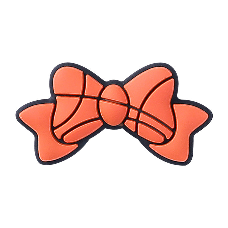 Silicone Focal Beads Baseball Bow Yellow with Baseball Stitching 20pcs 7