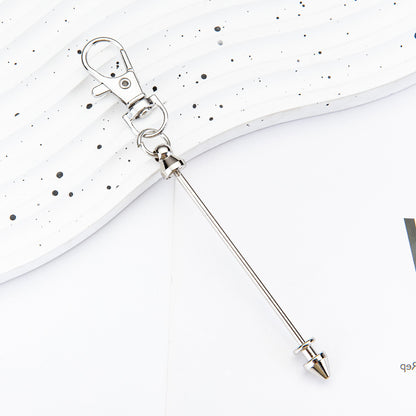 Beadable Keychain Metal Conical Bullet Shape Rose Gold Silver Gun Gray Black 8