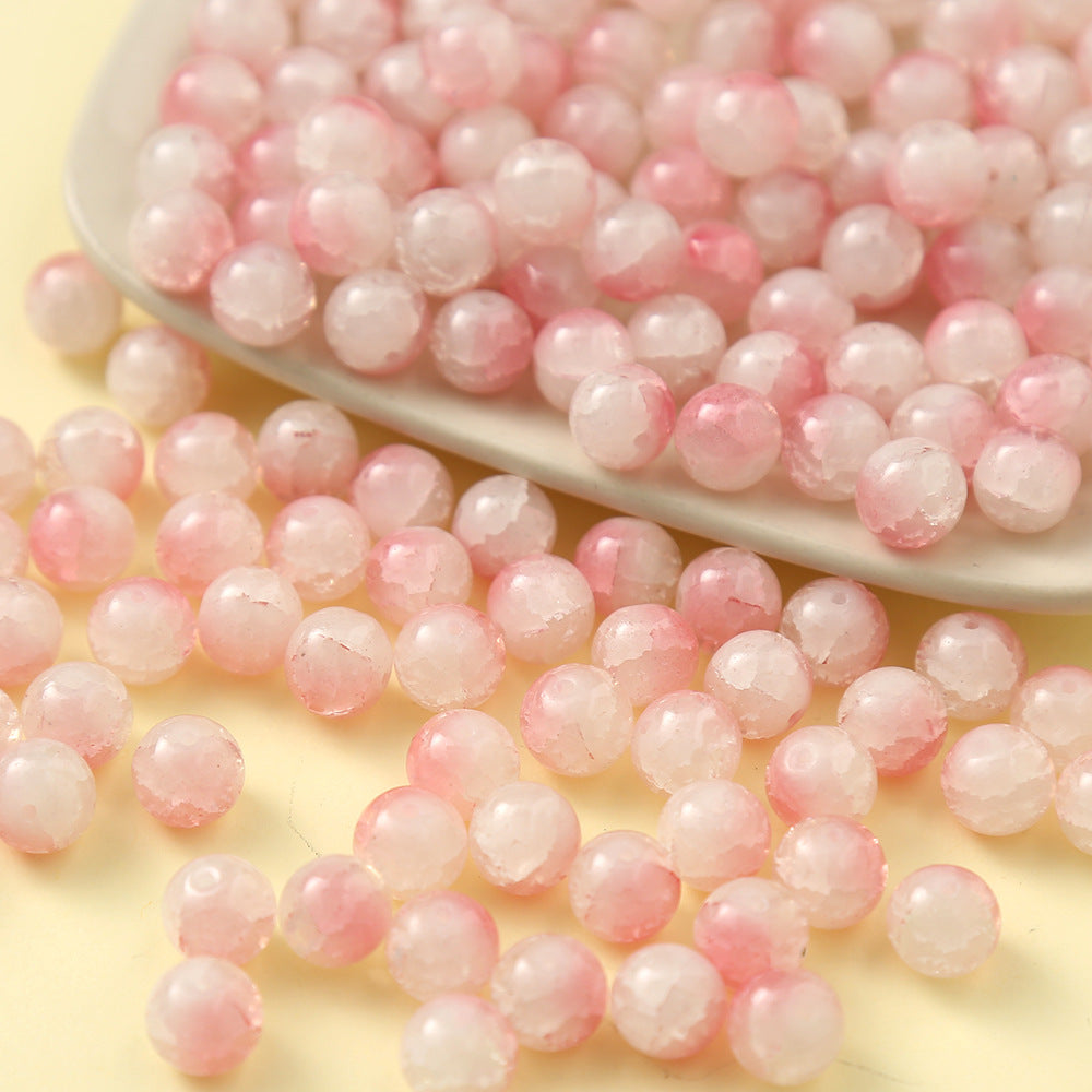 Gradient Crackle Round Glass Beads 10mm Pastel Mixed Colors 100pcs 4