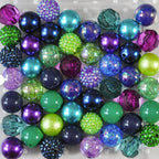 Bubblegum Beads 20mm Green Blue Purple Glossy Rhinestone Chunky Mix 50pcs