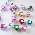 Metal Dual Color Heart Acrylic Beads 15mm Shiny Hollow 50pcs 4